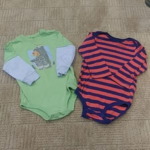Qty 2 Carters onsie tops, 18 mos